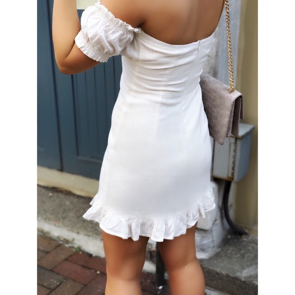 Last 1✨Iris White Linen Off The Shoulder Dress - Picture 6 of 8